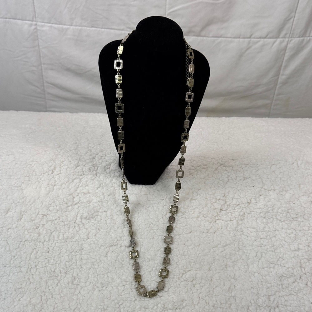 Lia Sophia Mixed Metal Geometric Link Necklace Gold Silver‎ Tone